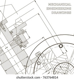 Backgrounds of engineering subjects. Technical illustration. Mechanical engineering. Technical design. Instrument making. Cover, banner, flyer