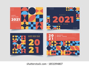 Backgrounds geometric new year 2021 collection.Vector greeting illustration