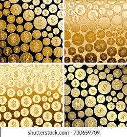backgrounds with golden dollars - gold vector gradient coins
