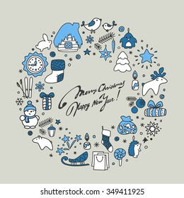 Backgrounds with icons - New Year, Christmas, winter. A vector.