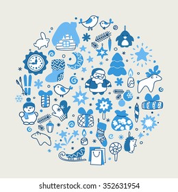 Backgrounds with icons - New Year, Christmas, winter. A vector.