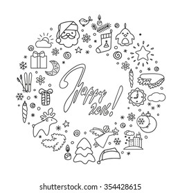 Backgrounds with icons - New Year, Christmas, winter. A vector.