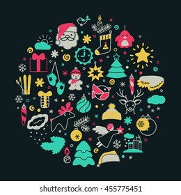 Backgrounds with icons - New Year, Christmas, winter. A vector.