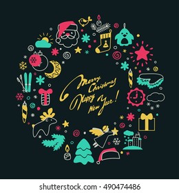 Backgrounds with icons - New Year, Christmas, winter. A vector.