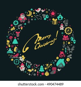 Backgrounds with icons - New Year, Christmas, winter. A vector.
