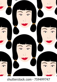Backgrounds, illustrations, publications, paper, or for weaving patterns. Woman face patterneds