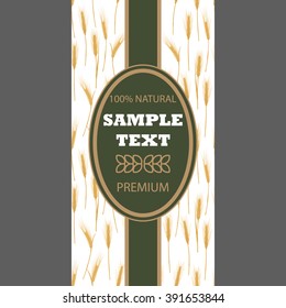 Anuncio de la etiqueta Diseño transparente con orejas de trigo Concepto de productos orgánicos cosechan panadería de harina de grano alimentos saludables. Ilustración vectorial