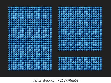 Backgrounds made of blue sequins, glitters, sparkles, paillettes. Vector luxury poster with sparkling sequins, glitter gradient dots. Template bright circle mosaic for brochure, flyer, magazine