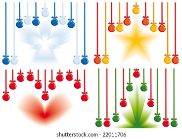 Backgrounds for New Year and for Christmas with hanging decorative balls