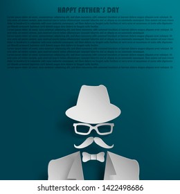  Backgrounds with paper cut hipster. happy international father's day concept, can be use for card, poster, website, brochure background. vector illustration