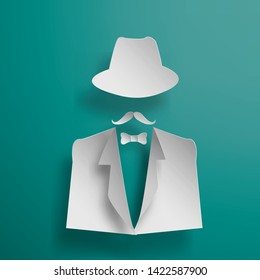  Backgrounds with paper cut hipster. happy international father's day concept, can be use for card, poster, website, brochure background. vector illustration