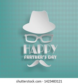  Backgrounds with paper cut hipster. happy international father's day concept, can be use for card, poster, website, brochure background. vector illustration