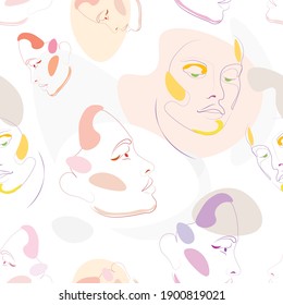 backgrounds pattern faces Continuous line, fashion concept minimalist
