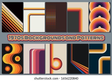 Backgrounds and Patterns 1970s Style Vintage Colors, Stripes and Circles