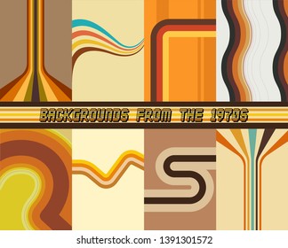 Backgrounds, Patterns Set from the 1970s, Vintage Colors and Stripes