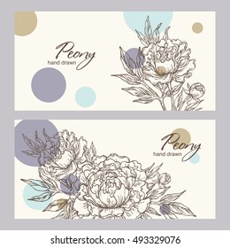 Backgrounds with peony. hand drawn