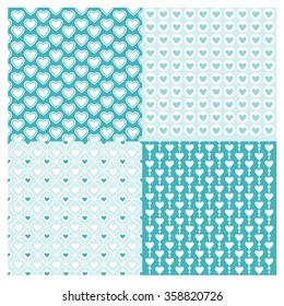 backgrounds Seamless geometric pattern with hearts Vector blue