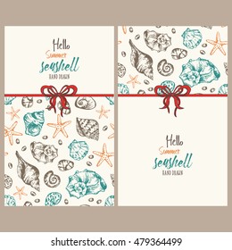 Backgrounds with seashell. hand drawn