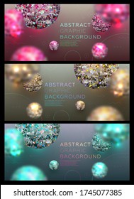 Backgrounds set with abstract liquid gem jewelry elements for abstract fashion design. Eps10 vector illustration.