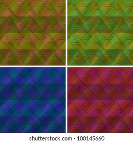 Backgrounds set, abstract seamless with triangles and plaid, eps10, contains transparencies. Vector