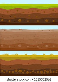 Backgrounds set with different soils and lands. Different grounds collection. Seamless patterns