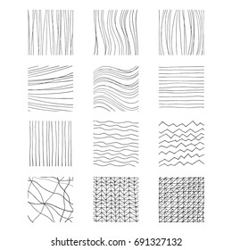 Backgrounds set. Hand drawn vector lines. Isolated on the background and easy to use for your design.