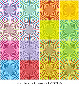 Backgrounds Set With Radial Rays vector illustration