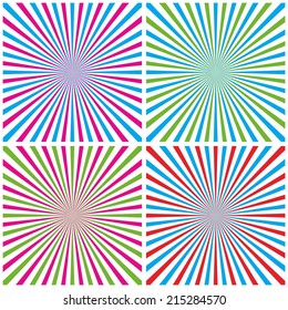 Backgrounds Set With Radial Rays vector illustration