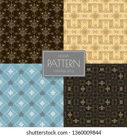 Backgrounds - set, seamless patterns in vintage style for your design, vector image