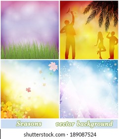 Backgrounds spring, summer, autumn, winter