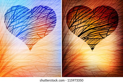 backgrounds with stylized hearts and space for text  eps10 vector