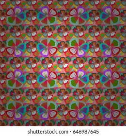 For backgrounds, textiles, wrapping papers, greeting cards. Vector illustration. Romantic seamless pattern with watercolor bouquet of abstract flowers in orange and pink colors.