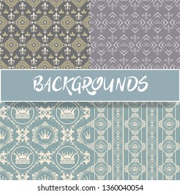 Backgrounds - vector set, seamless pattern in vintage style for your design