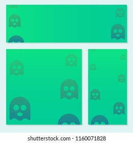 Backgrounds/ Wallpapres/ Posters/ Cards/ Frames set with ghost. Happy Halloween greeting cards. Vector templates easy to edit. Good for text.