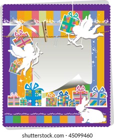 Backgroung with gift boxes. All elements and textures are individual objects. Vector illustration scale to any size.