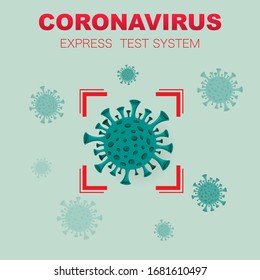 Backgrounnd with abstract virus symbol and quarantine text