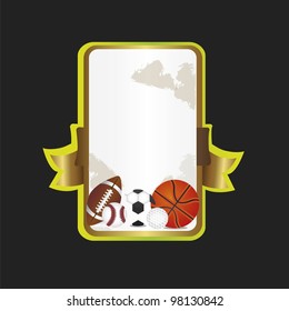 backgrund sports label over black background with green stripes