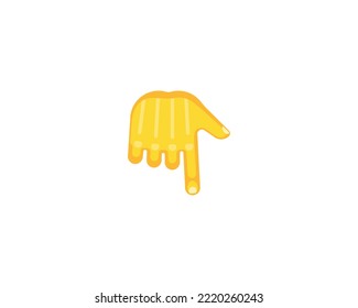 Backhand Index Pointing Down Gesture Emoticon. Vector Finger Down Emoji