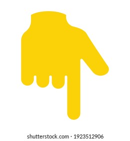 Backhand index pointing down glyph icon. Simple solid style. Hand, down, arrow, finger concept. Vector illustration isolated on white background. EPS 10