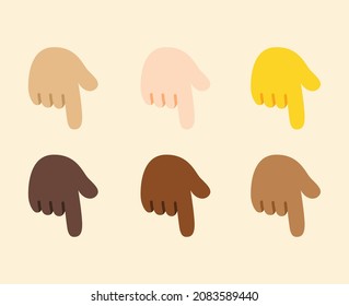 Backhand Index Pointing Down Hand Gesture Icon. Backhand Index Pointing Down emoji. Pointing Down sign. All skin tone gesture emoji