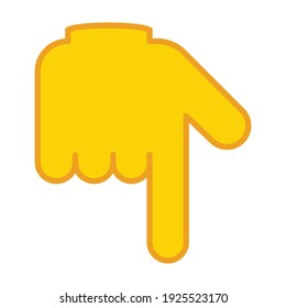 Icono de apuntar hacia abajo con el índice de retroceso. Estilo de contorno simple relleno. Mano, abajo, flecha, concepto de dedo. Ilustración vectorial aislada en fondo blanco. EPS 10