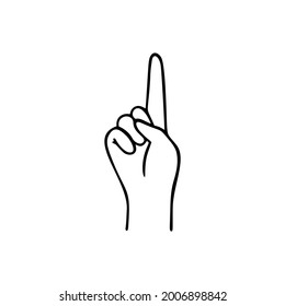 Índice de retroceso apuntando a la mano humana del gesto. Ilustración del doodle vectorial.