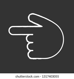 Backhand index pointing left chalk icon. Turn left finger pointer. Hand gesture emoji. Isolated vector chalkboard illustration