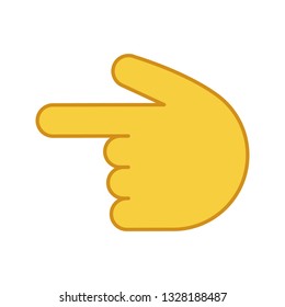 Backhand index pointing left color icon. Turn left finger pointer. Hand gesture emoji. Isolated vector illustration