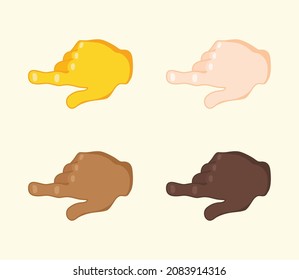 Índice De La Mano Trasera Apuntando Icono De Gesto Izquierdo. Apuntando al emoji izquierdo. Indicador de retroceso Indicando el signo izquierdo. Emoji gesto de tono de piel