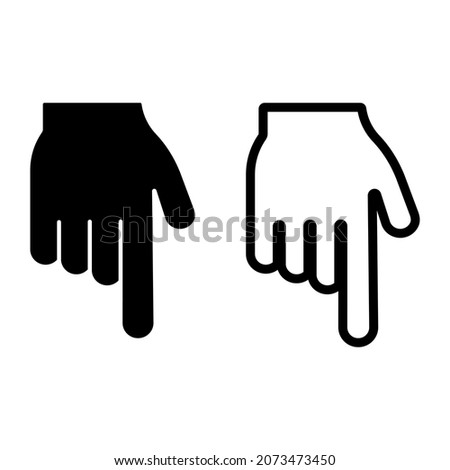 Backhand index vector icon on white background. Icon with black backhand index. Hand click vector.