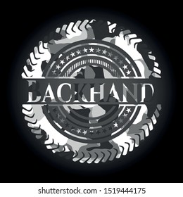 Backhand on grey camo texture