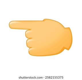 Backhand Pointing left emoji. Hand pointer realistic 3D cartoon illustration. Hand gesture for web, banner, poster, print. Touch or click sign vector