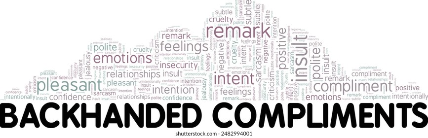 Backhanded Compliments word cloud conceptual design isolated on white background.