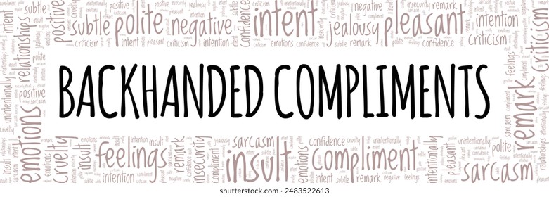 Backhanded Compliments word cloud conceptual design isolated on white background.